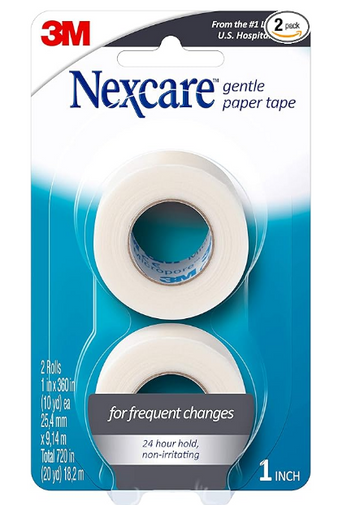 Nexcare Gentle Paper Tape, Medical Paper Tape, Secures Dressings and Lifts Away Gently - 1 In x 10 Yds, 2 Rolls of Tape